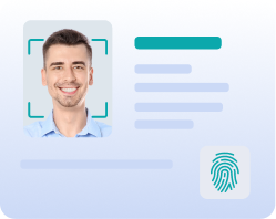 Borrower identity check with photo, fingerprint and verification badge