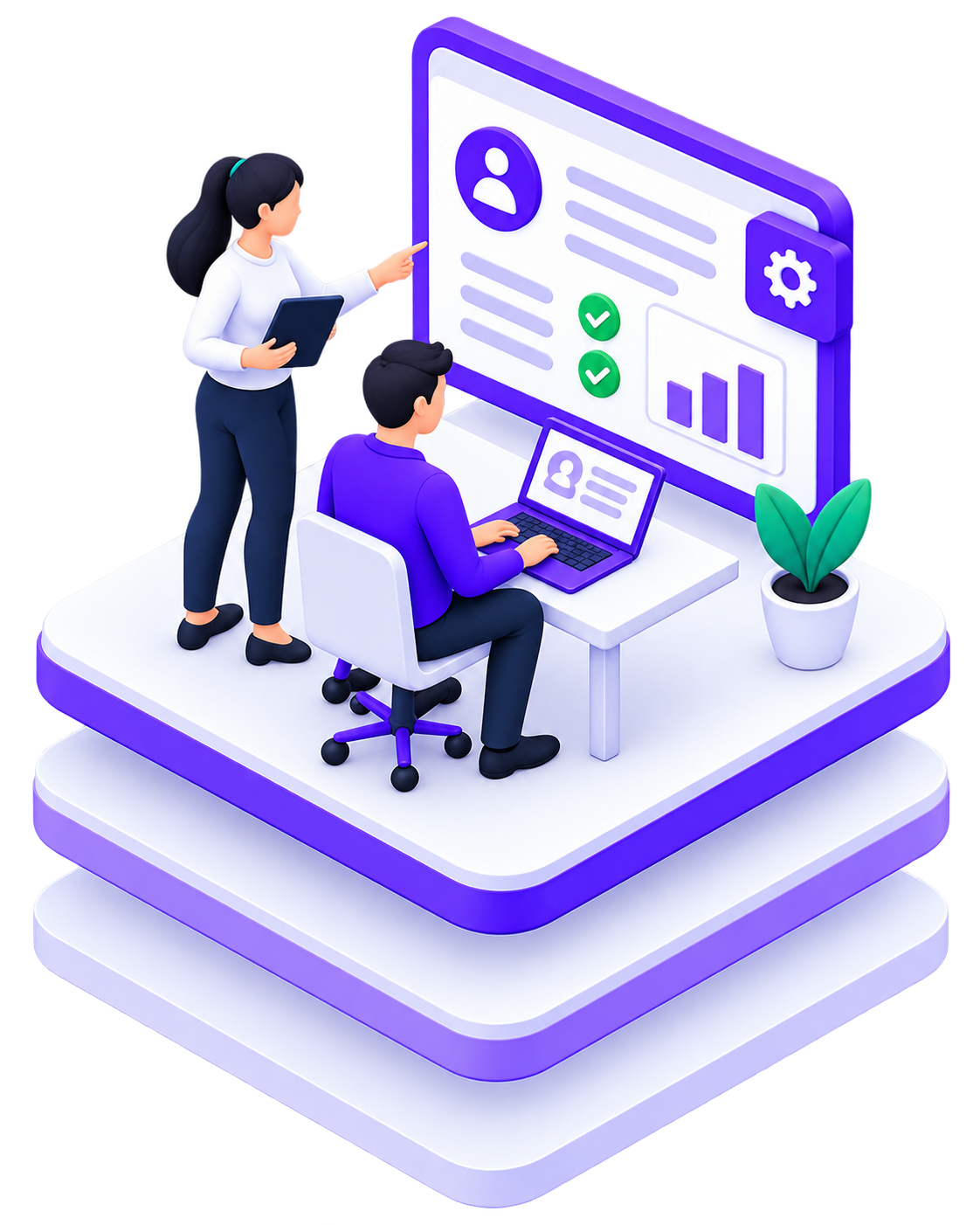 Employer, lending and operations layers illustration with HR validation workflow