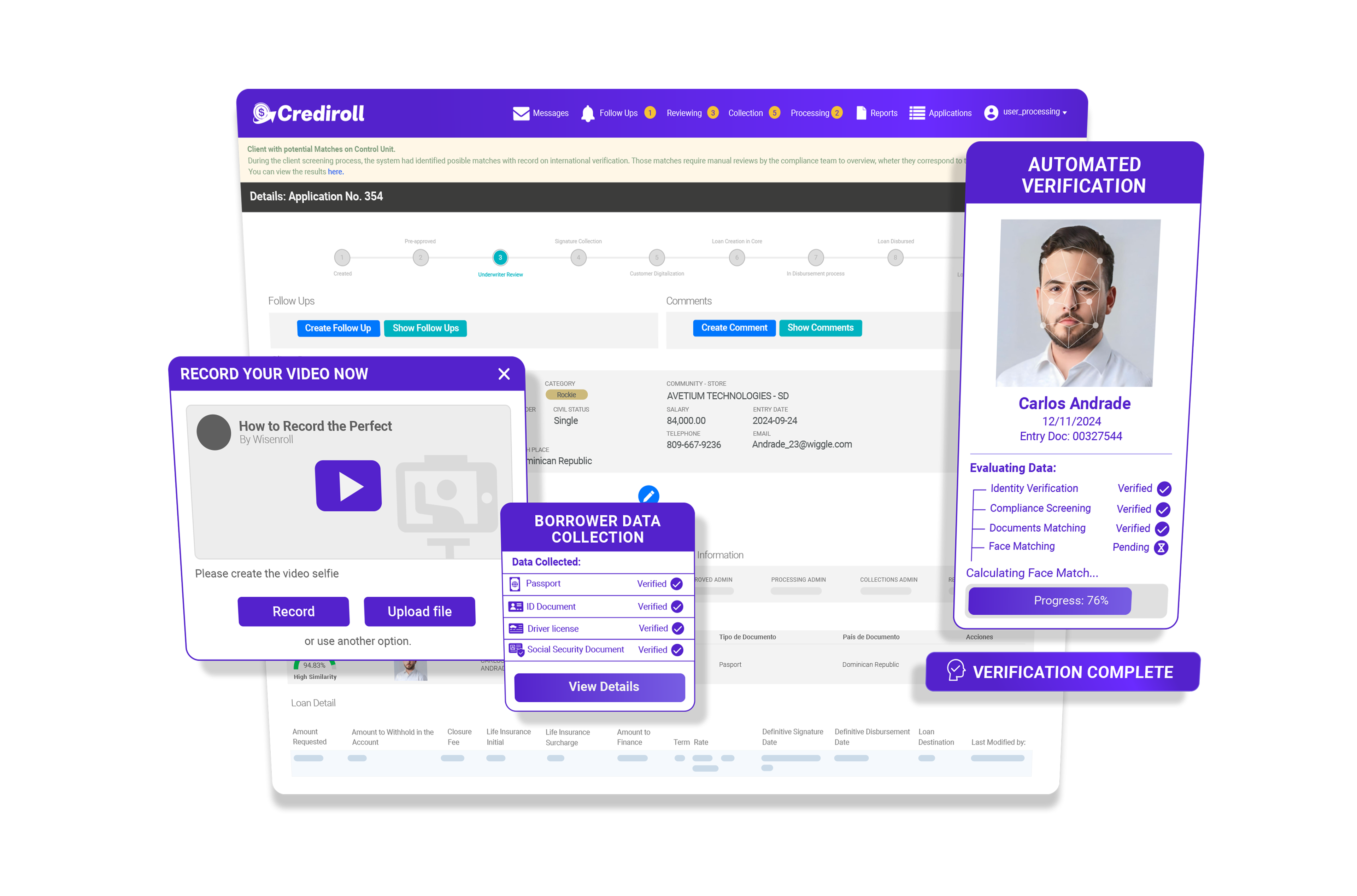 Automated Identity Verification preview in Crediroll
