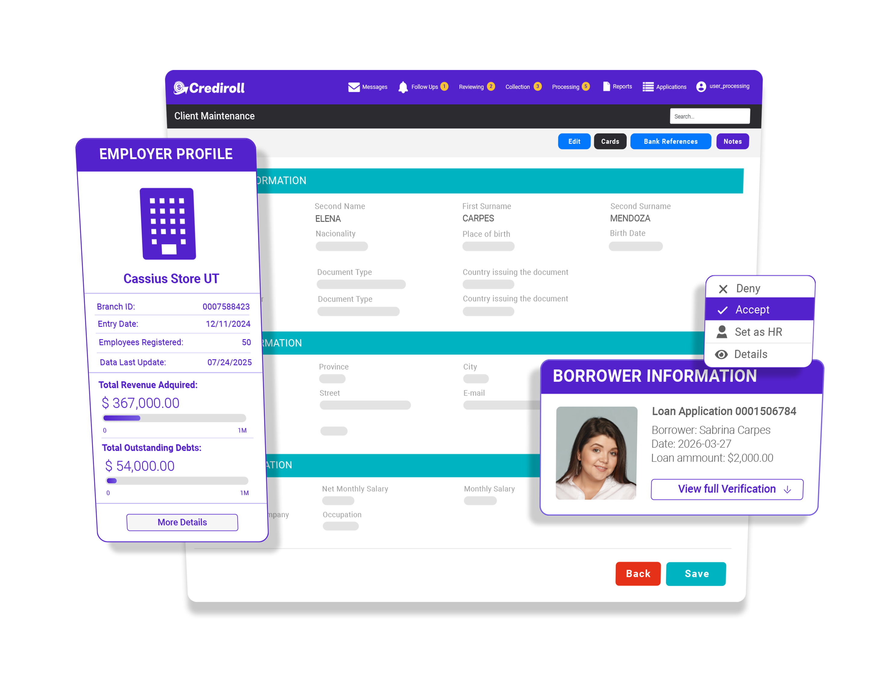 Employer Management preview in Crediroll