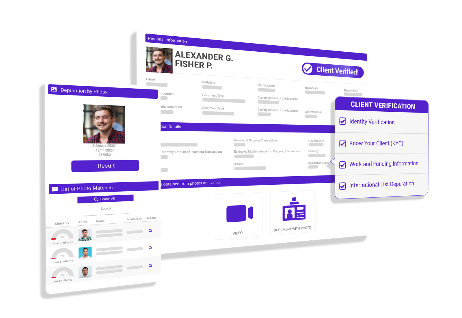 Client verification with identity verification and KYC checklist