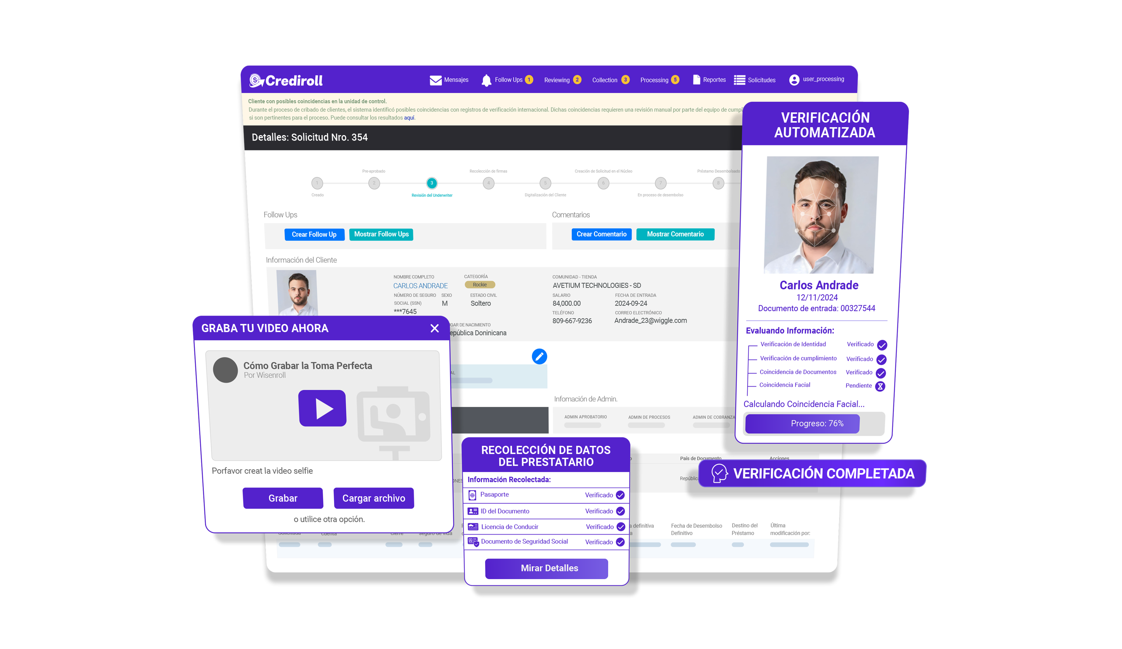Vista previa de Verificación de Identidad Automatizada en Crediroll